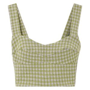 NTW Silvia Tcherassi Agnello Top in Pastel Green Check - Size Large